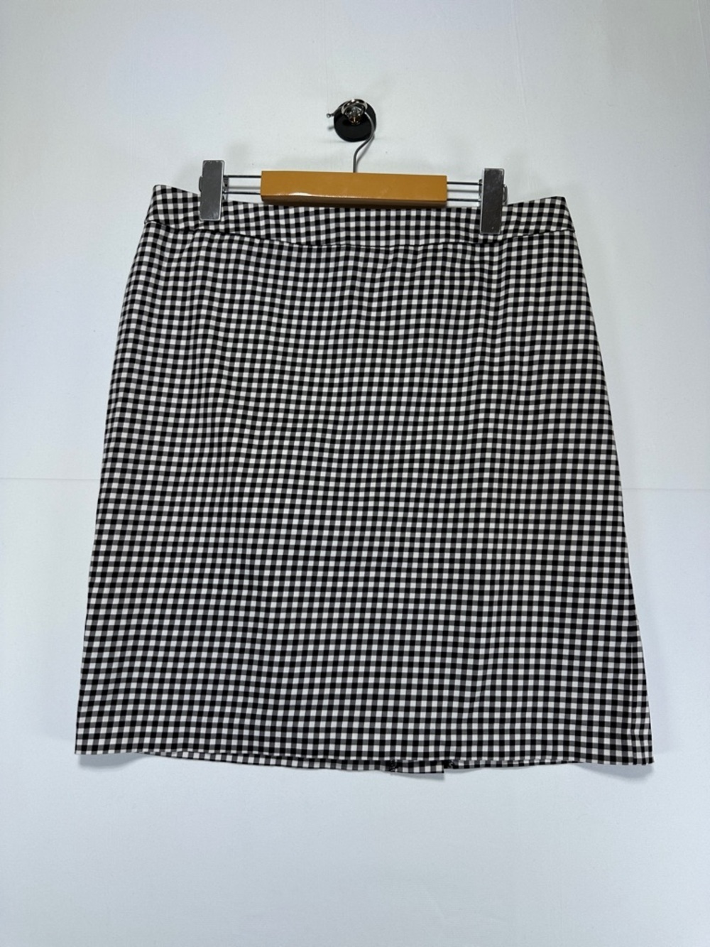 Reitmans Gingham Midi Skirt Cotton Stretch Black White Size 11